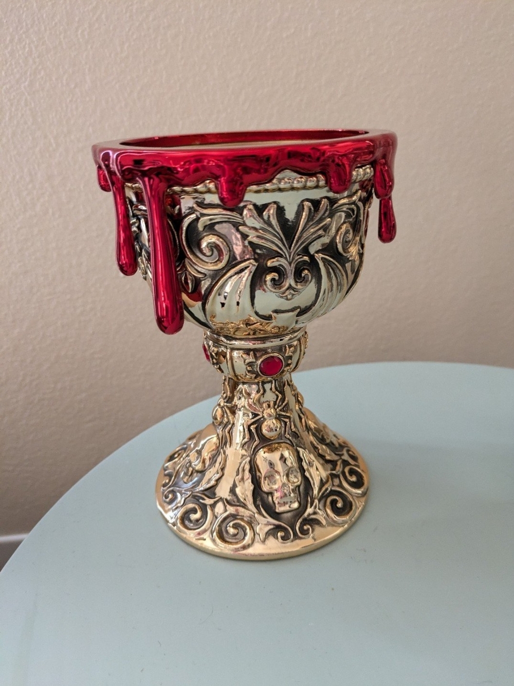 Bath & Body Works Halloween Gold Dripping Blood Chalice 3-Wick Candle Holder